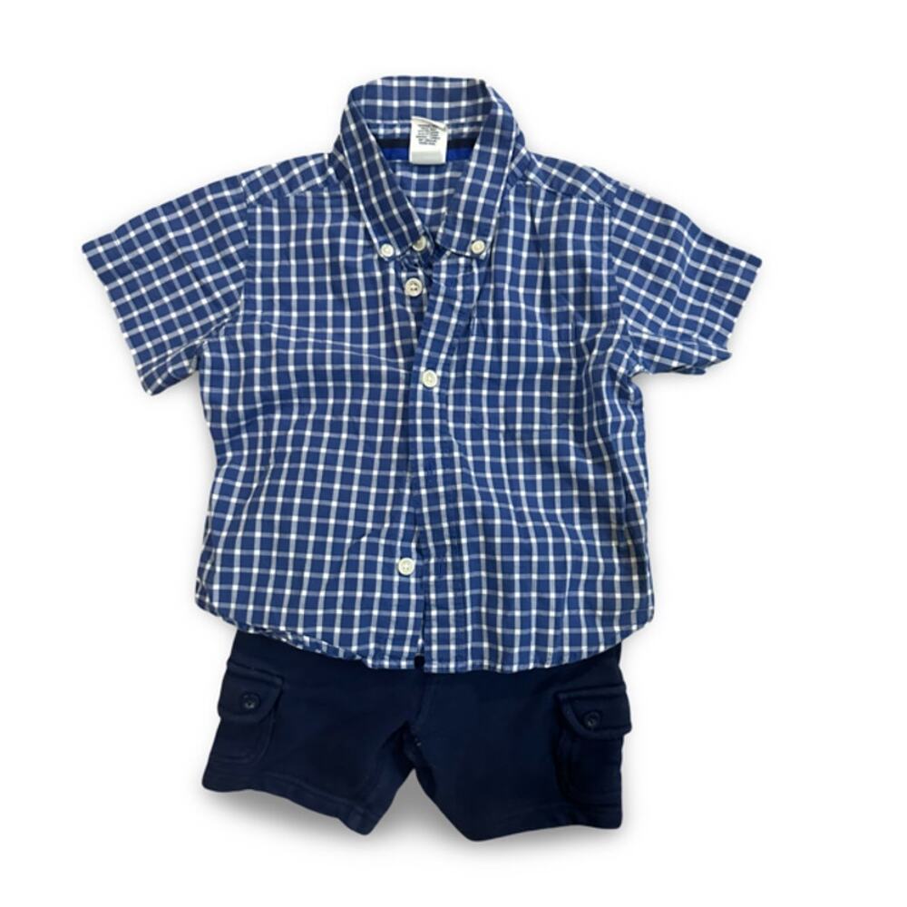 Baby Gap Outfit 12-18 Mths Blue White  Shirt & Navy Shorts